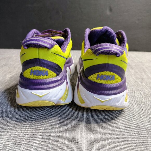 HOKA Infinite Womens Size 9.5 Neon Yellow Purple Athletic Running Shoes 1009649 - Picture 6 of 13